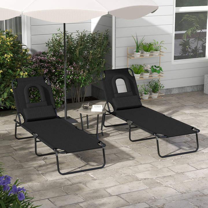 Outdoor Foldable Sun Lounger Set of 2