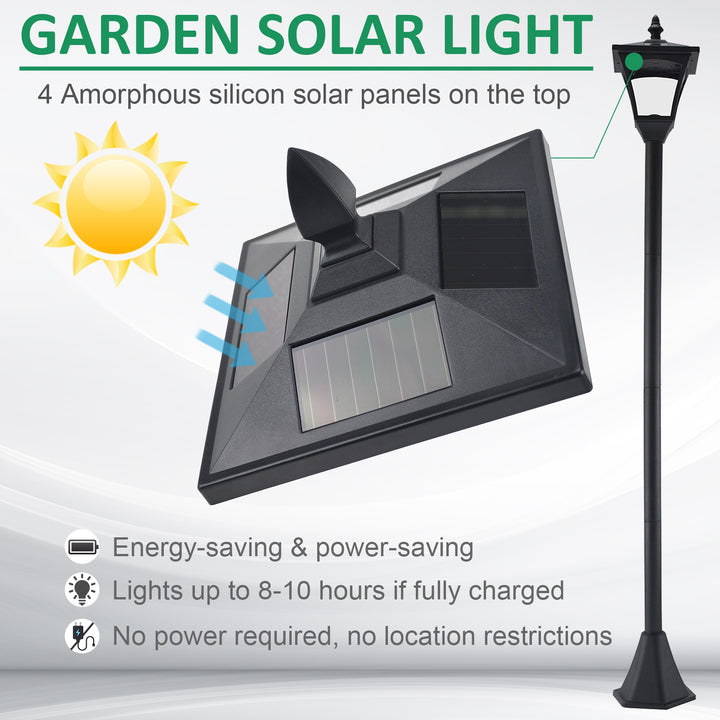 2 Pieces Outdoor Garden Solar Post Lamp Sensor Dimmable LED Lantern Bollard Pathway 1.6M Tall – Black