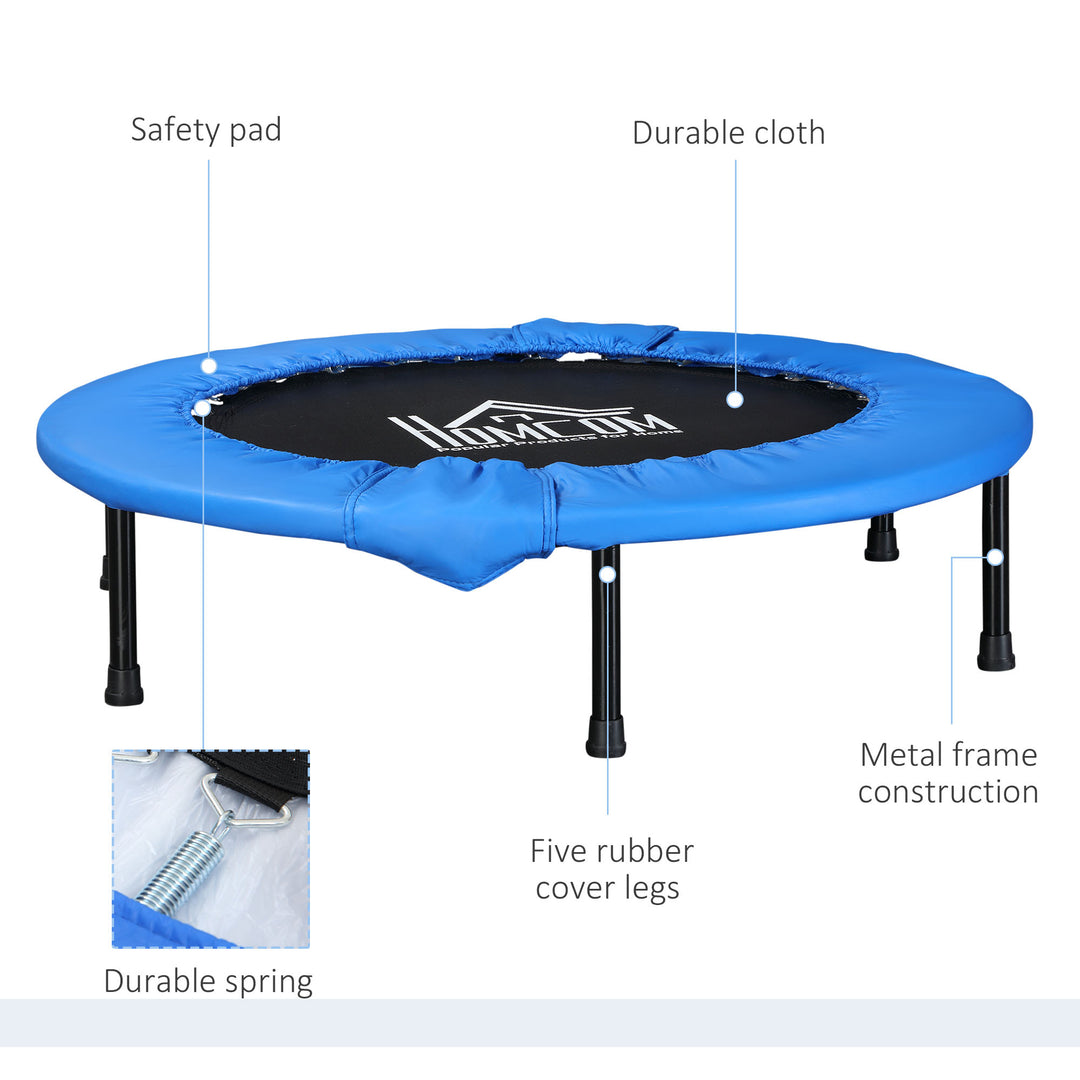 Soozier Φ100cm Foldable Mini Fitness Trampoline Home Gym Yoga Exercise Rebounder Indoor Outdoor Jumper w/ Safety Pad