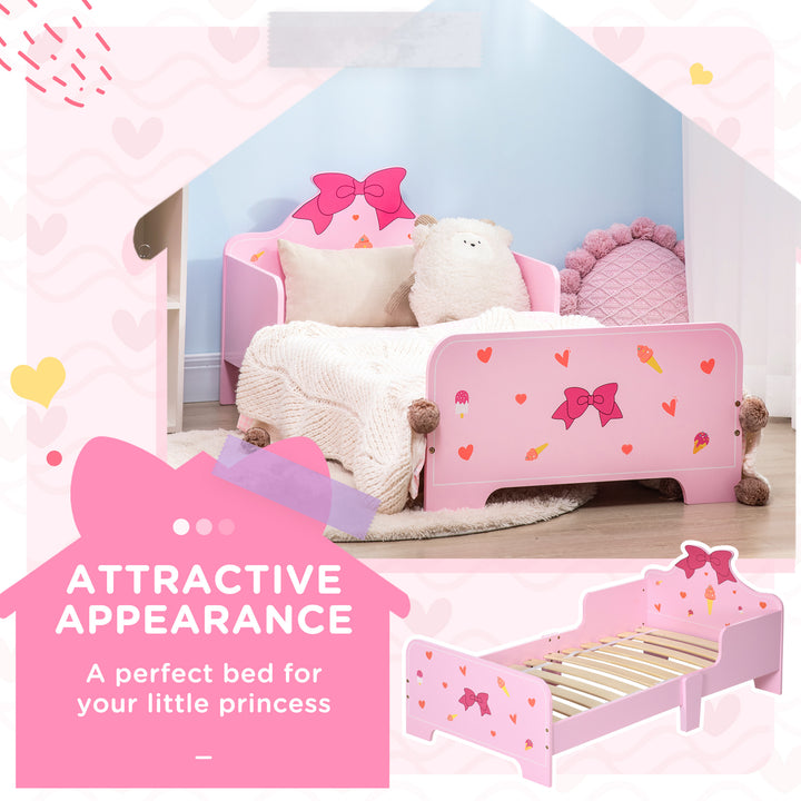 Princess-Themed Toddler Bed with Safety Side Rails and Slats