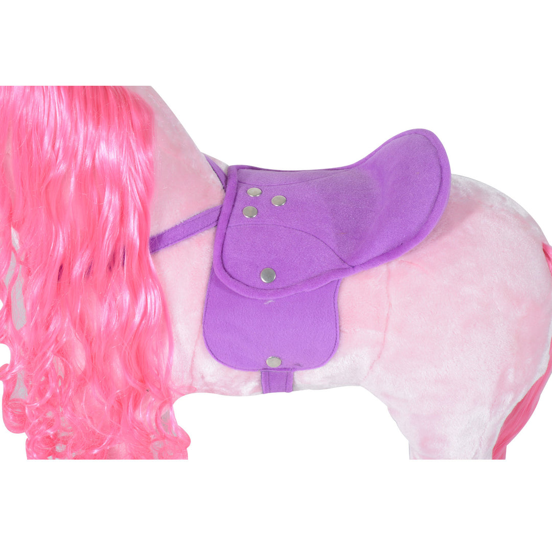 Kids Plush Ride On Walking Horse W/Sound-Pink