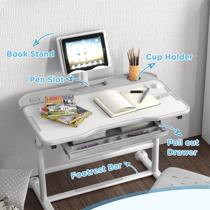 Height Adjustable Kids Desk and Chair Set