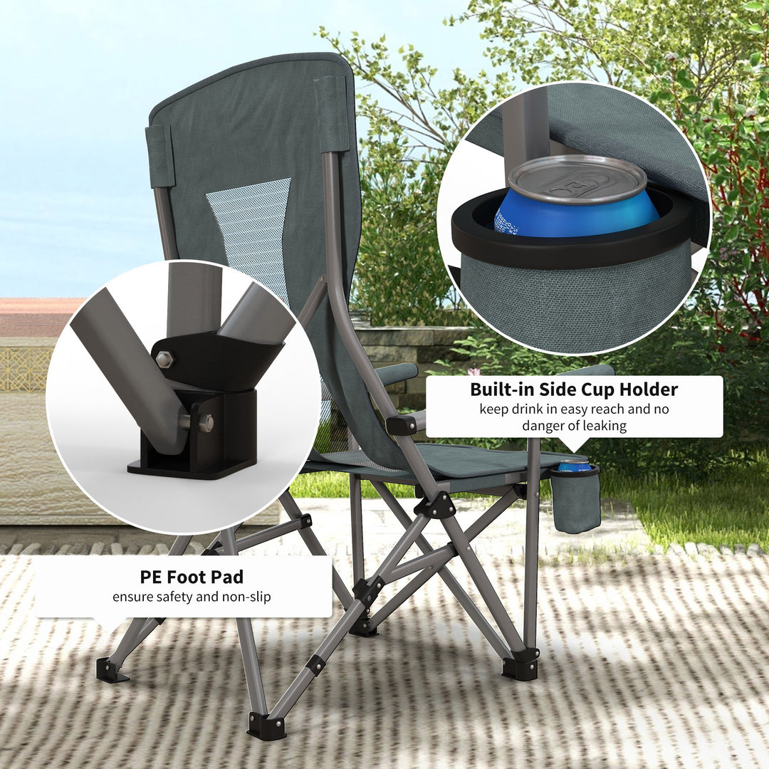 Folding Camp Chair Portable Chair w/ Cup Holder Holds up to 136kg Perfect for Camping