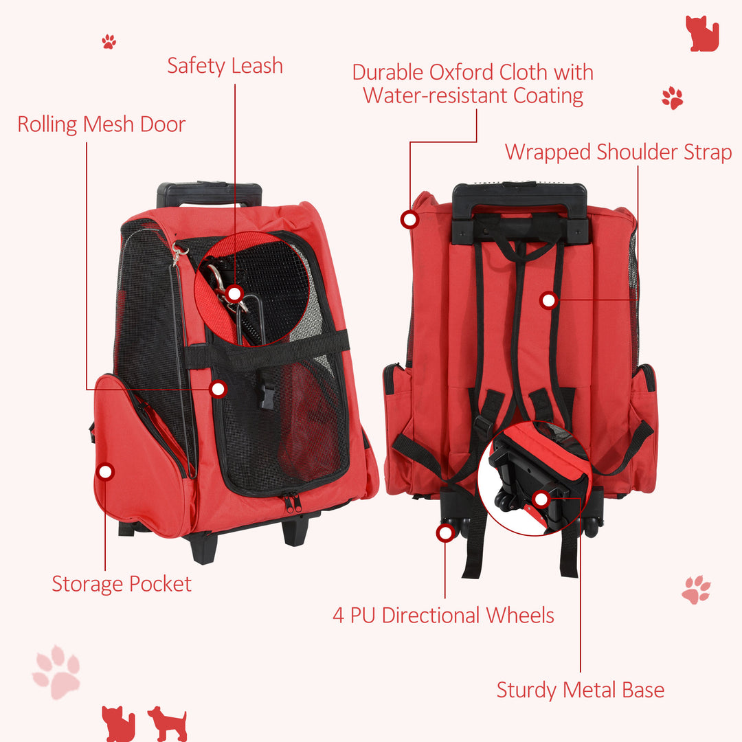 Pet Backpack Trolley: Telescopic Handle Carrier for Furry Friends on the Go