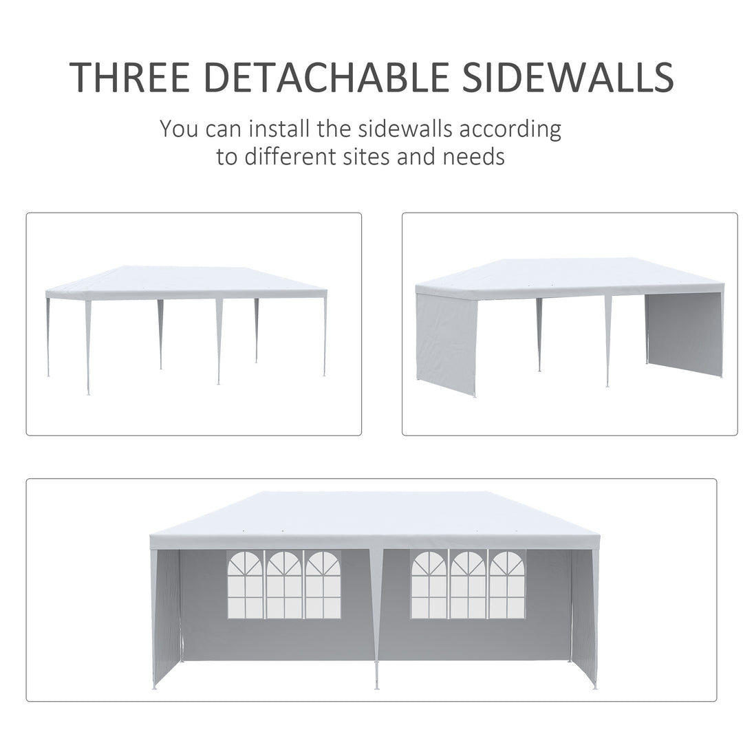 6 x 3 m Party Tent Gazebo Marquee Outdoor Patio Canopy Shelter with Windows and Side Panels White