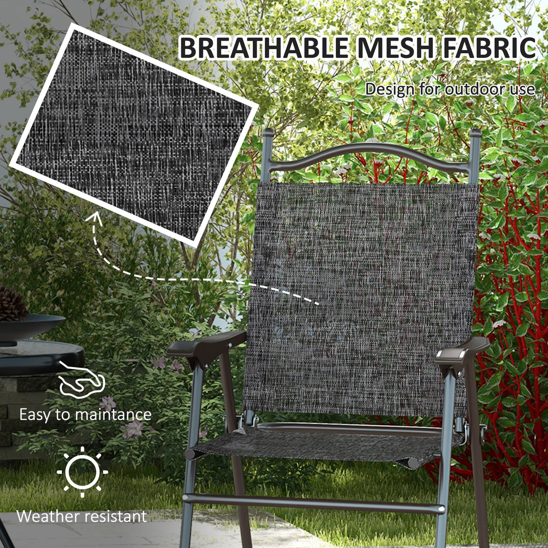 Portable Patio Perches: Folding Mesh Chairs with Armrests for Camping Comfort