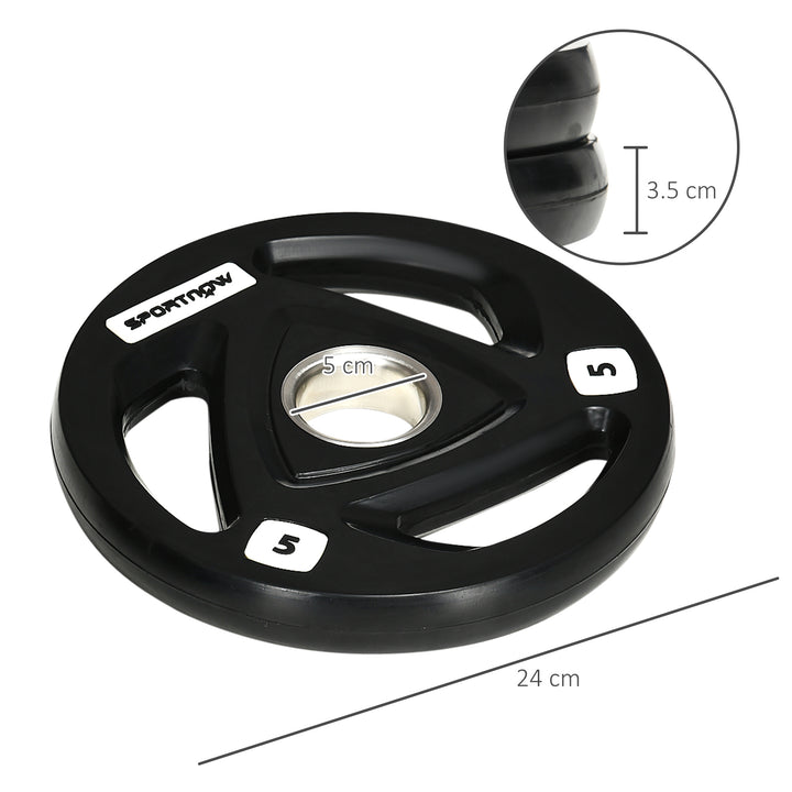 Olympic Weight Plates: 2 x 5kg Tri-Grip Rubber Coated Plates with 5cm Holes