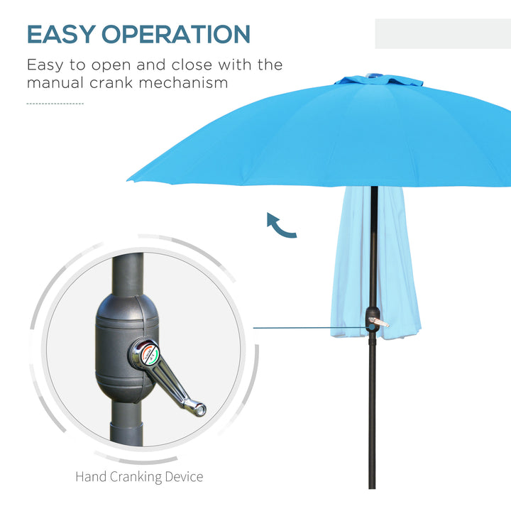 Waterproof Push-Tilt Garden Parasol: 2.55m Crank Umbrella with Ribs