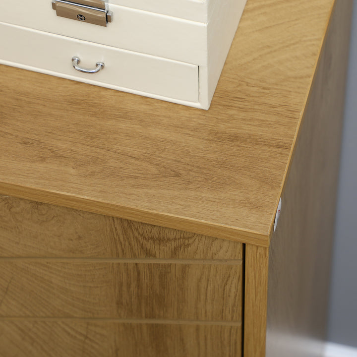 Vintage Storage Cabinet with Double Chevron Doors and Pine Wood Legs