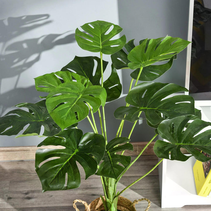 Artificial Greenery: Lifelike Monstera Deliciosa Plant with 13 Leaves & Pot for Indoor/Outdoor Décor