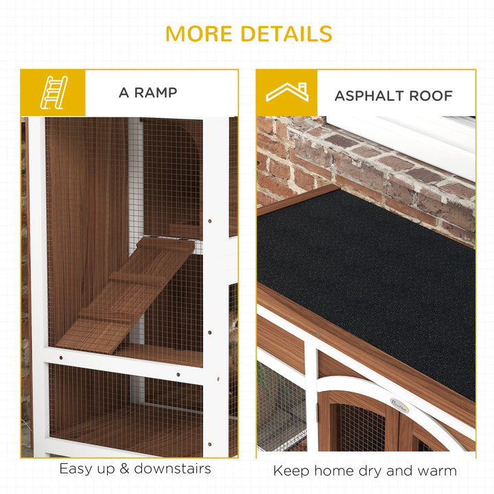 Two-Tier Wooden Pet Hutch with Openable Roof