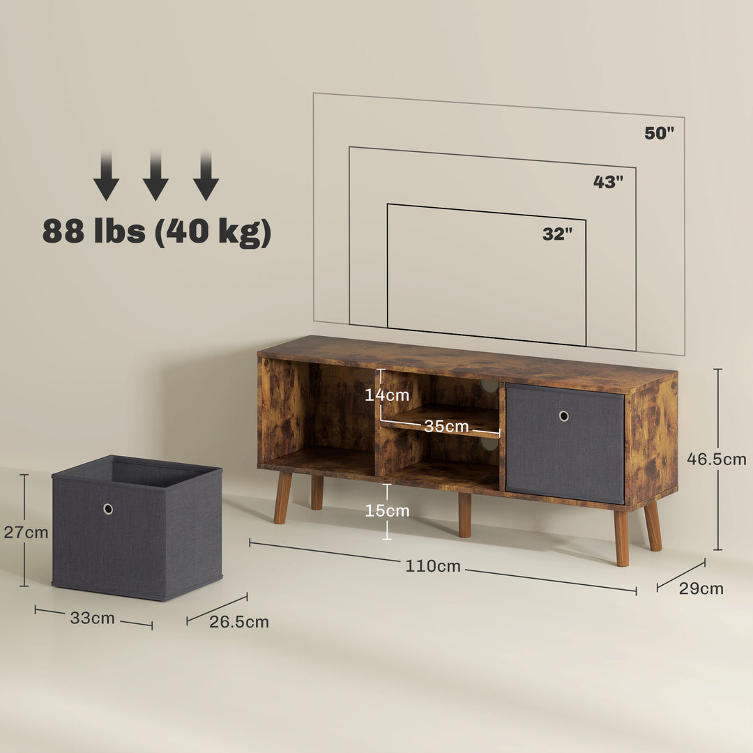 TV Cabinet Stand Unit for TVs up to 50'' with Foldable Drawers