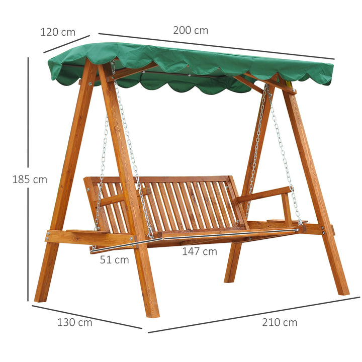 Waterproof 3-Seater Wooden Garden Swing Chair Seat Bench