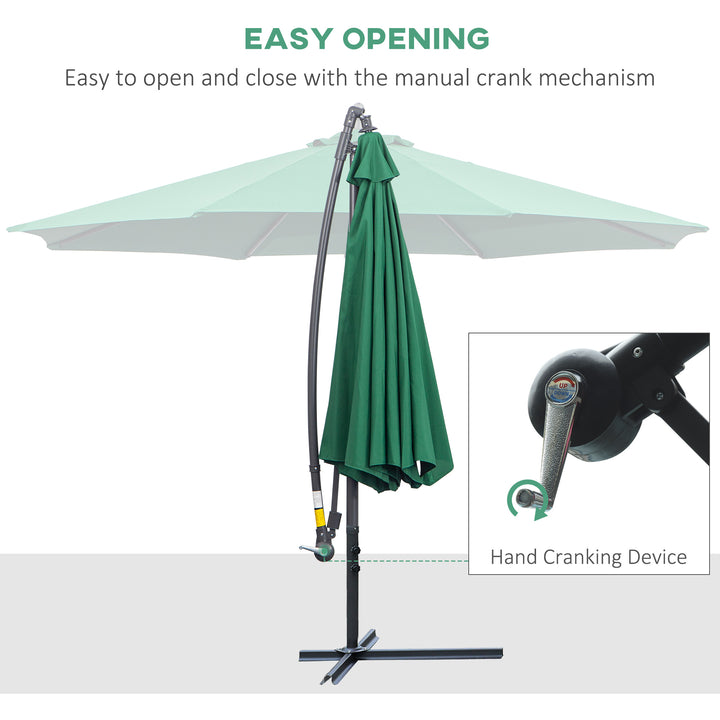 Waterproof Banana Cantilever Parasol: 3m Hanging Umbrella with Crank & Cross Base