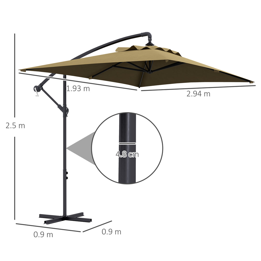 Waterproof Cantilever Parasol: Crank-Operated