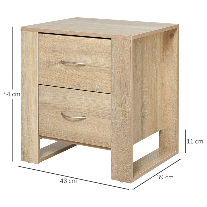 HOMCOM Bedside Table with 2 Drawers