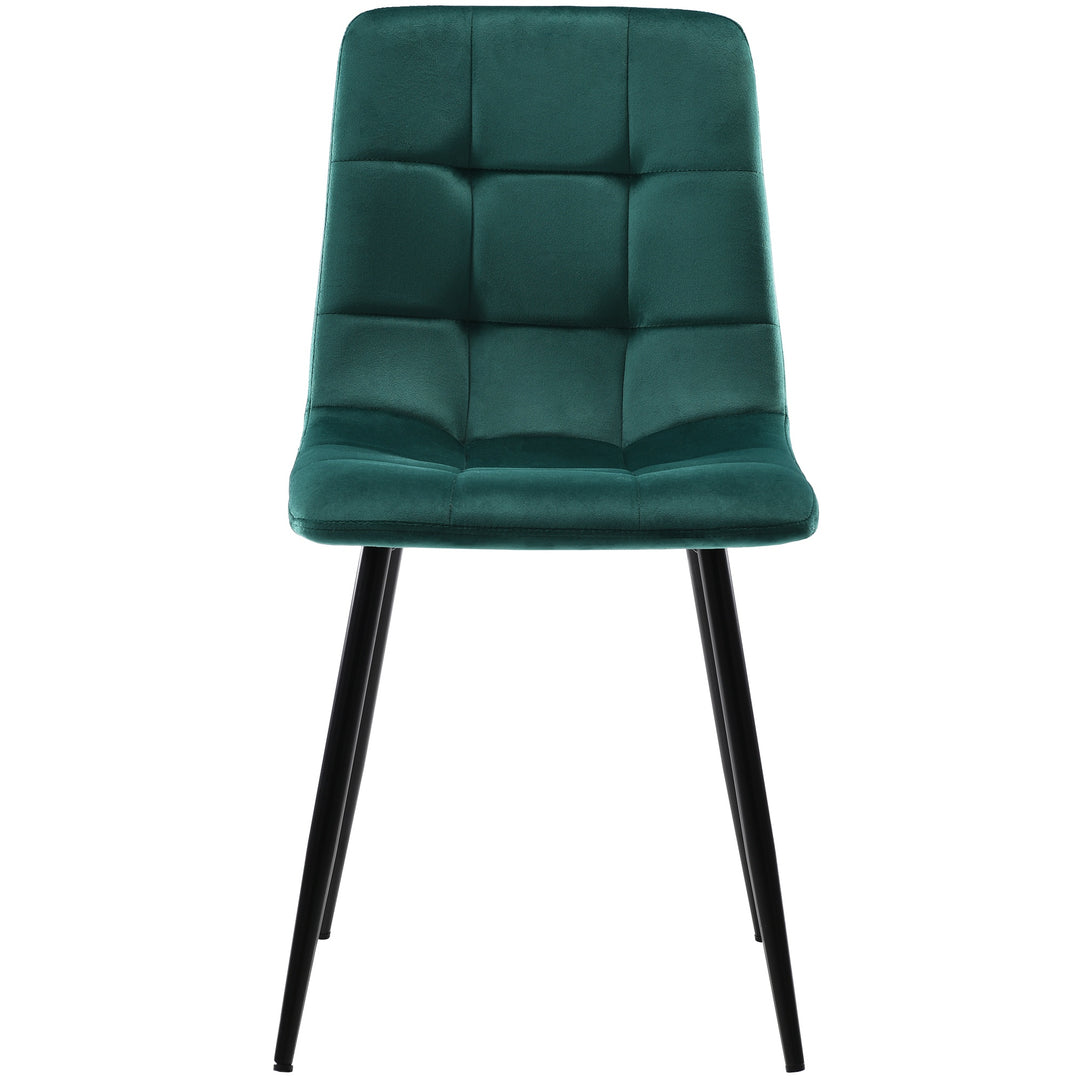 Set of 4 Velvet Dining Chairs with Metal Frame, Green