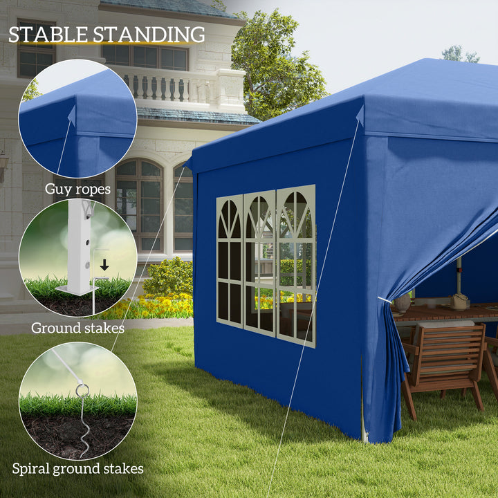 3 x 6m Garden Heavy Duty Water Resistant Pop Up Gazebo Marquee Party Tent Wedding Canopy Awning-Blue