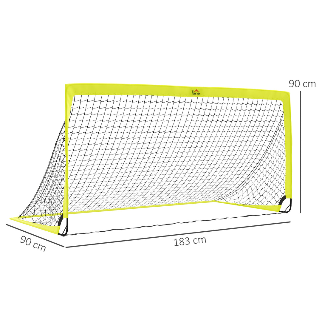 Set of 2 Football Goal Net 6 x 3 ft Foldable Outdoor Sport Training Teens Adults Football with Carrying Bag Yellow