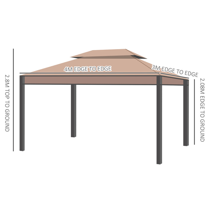 Waterproof 3 x 4m Garden Metal Gazebo Marquee Patio Party Tent Canopy Shelter with Sidewalls Pavilion New