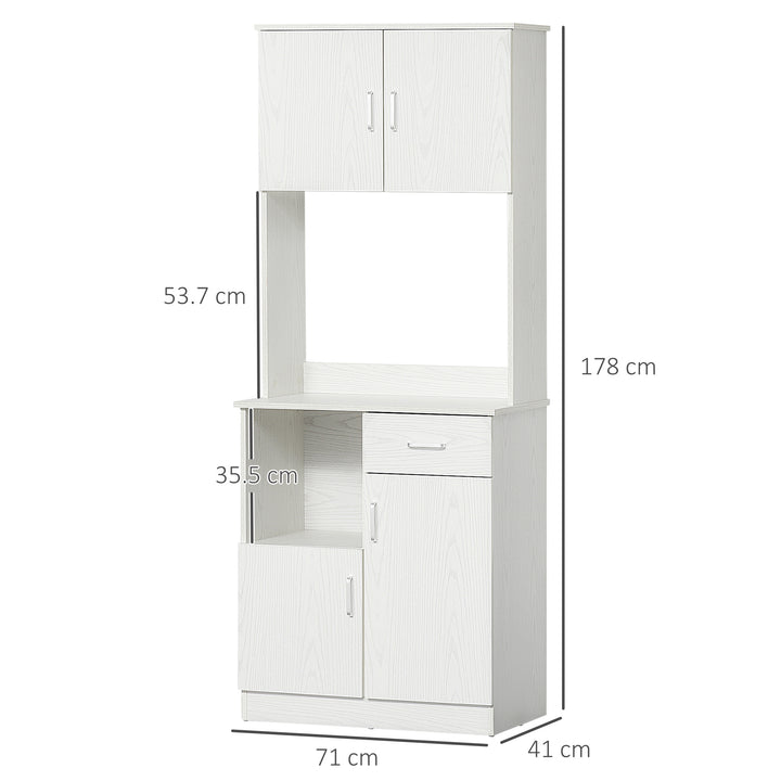 Modern Freestanding Kitchen Cupboard Storage Cabinet Organiser with Microwave Counter