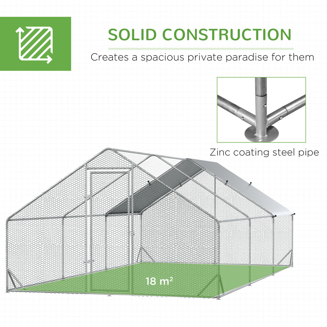 Walk-in Galvanised Steel Chicken Run with Chicken Activity Shelf and Cover