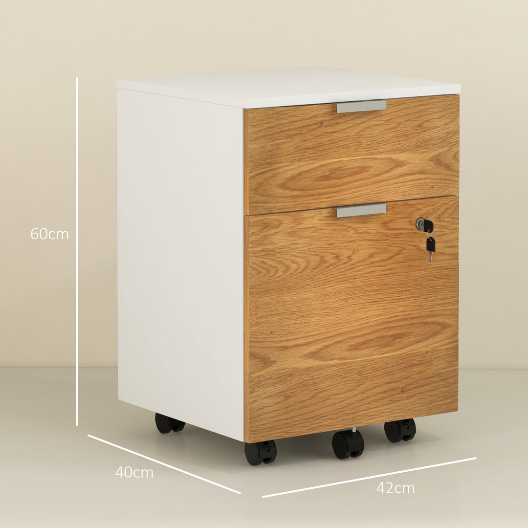 2 Drawer Filing Cabinet w/ Lock & Wheels