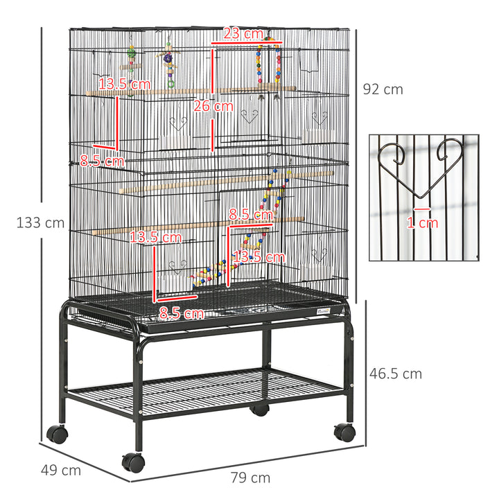 Steel Budgie Cage 133cm High with Stand