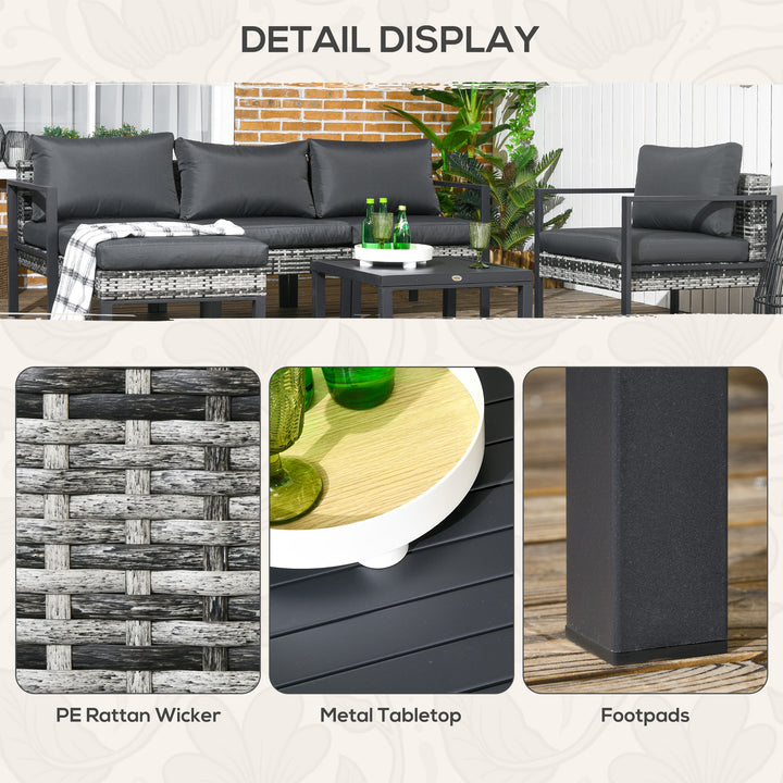 6 Pieces Patio Furniture Set with Sofa