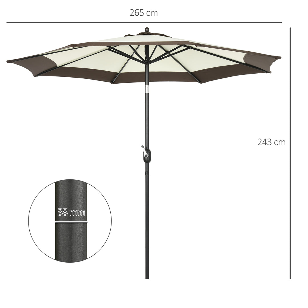 Waterproof 2.7m Garden Parasol Umbrella w/ 8 Metal Ribs