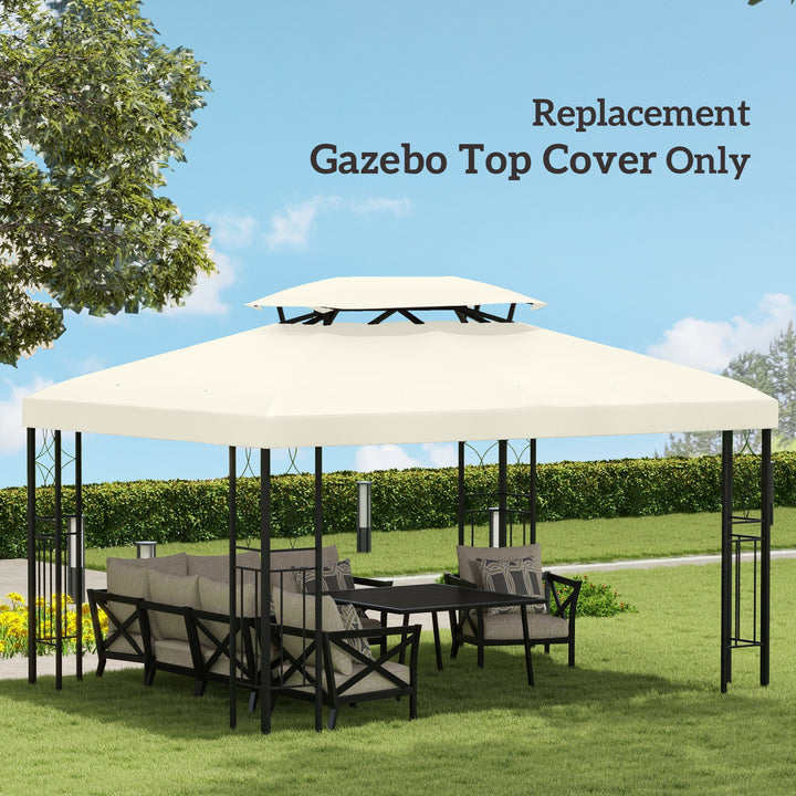 3x4m Gazebo Replacement Roof Canopy 2 Tier Top UV Cover Garden Patio Outdoor Sun Awning Shelters Cream (TOP ONLY)