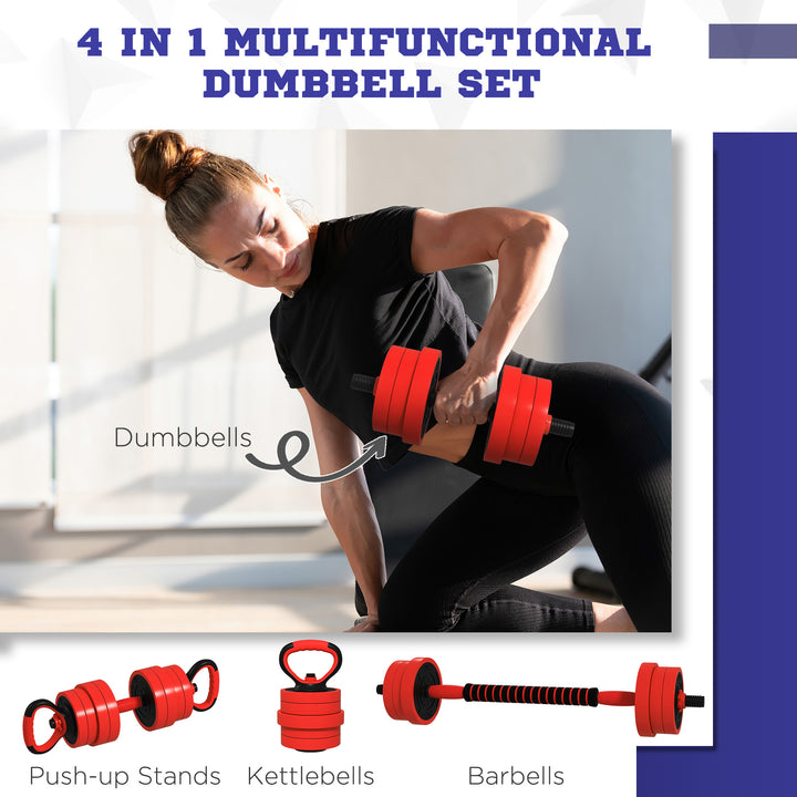 20kg Four-In-One Adjustable Weight Dumbbells Set