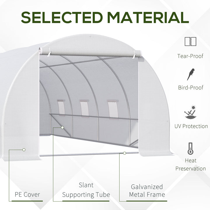 6 x 3 x 2 m Large Walk-In Greenhouse Garden Polytunnel Greenhouse with Metal Frame