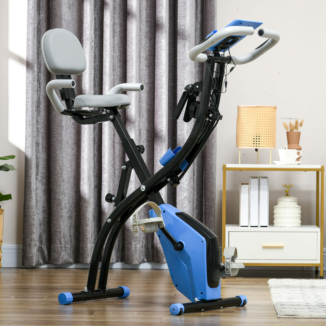 2-in-1 Folding Exercise Bike with 8-Level Magnetic Resistance