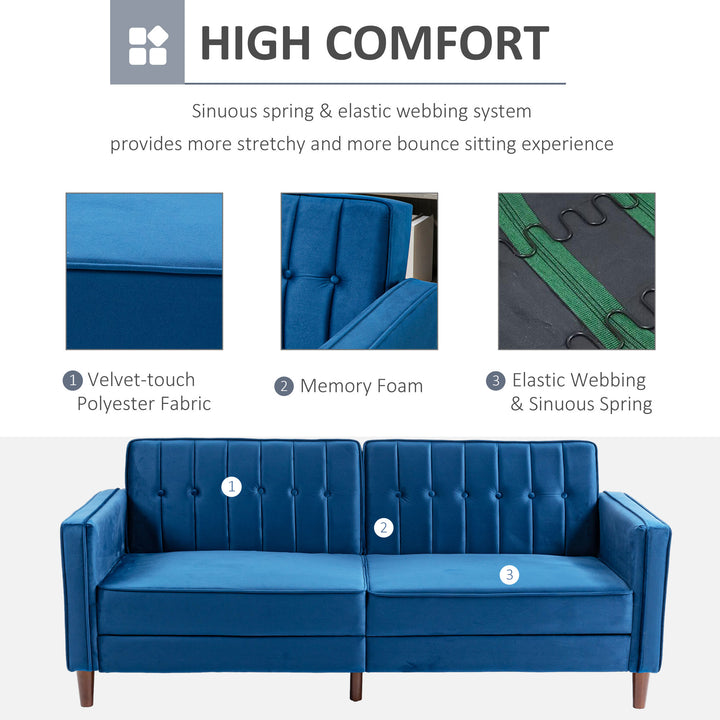 Modern Convertible Sofa Futon Velvet-Touch Tufted Couch Compact Loveseat with Adjustable Split Back