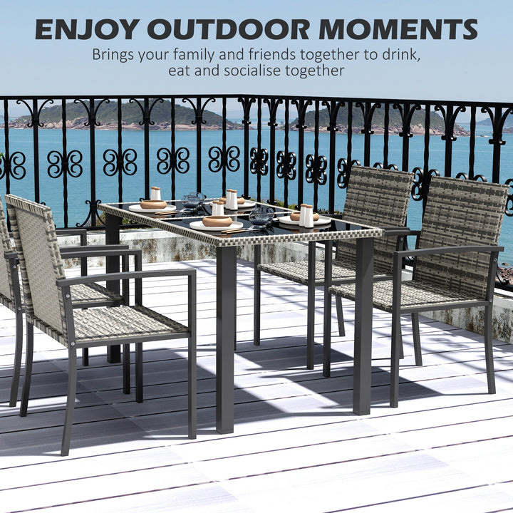 Outdoor Dining Set 5 Pieces Patio Conservatory with Tempered Glass Tabletop