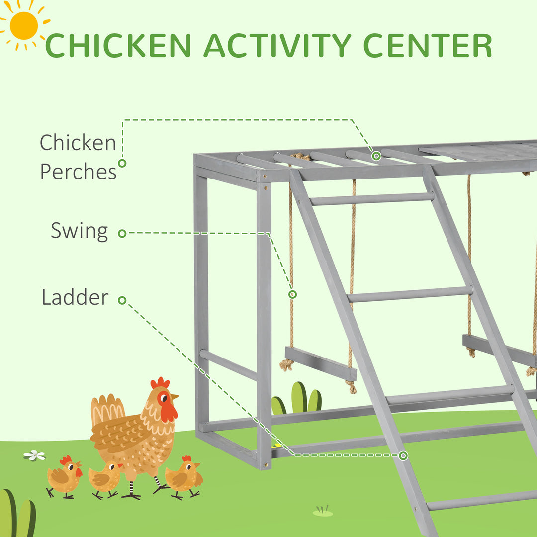 Wooden Chicken Coop Activity Centre with Swing Set for 3-4 Birds