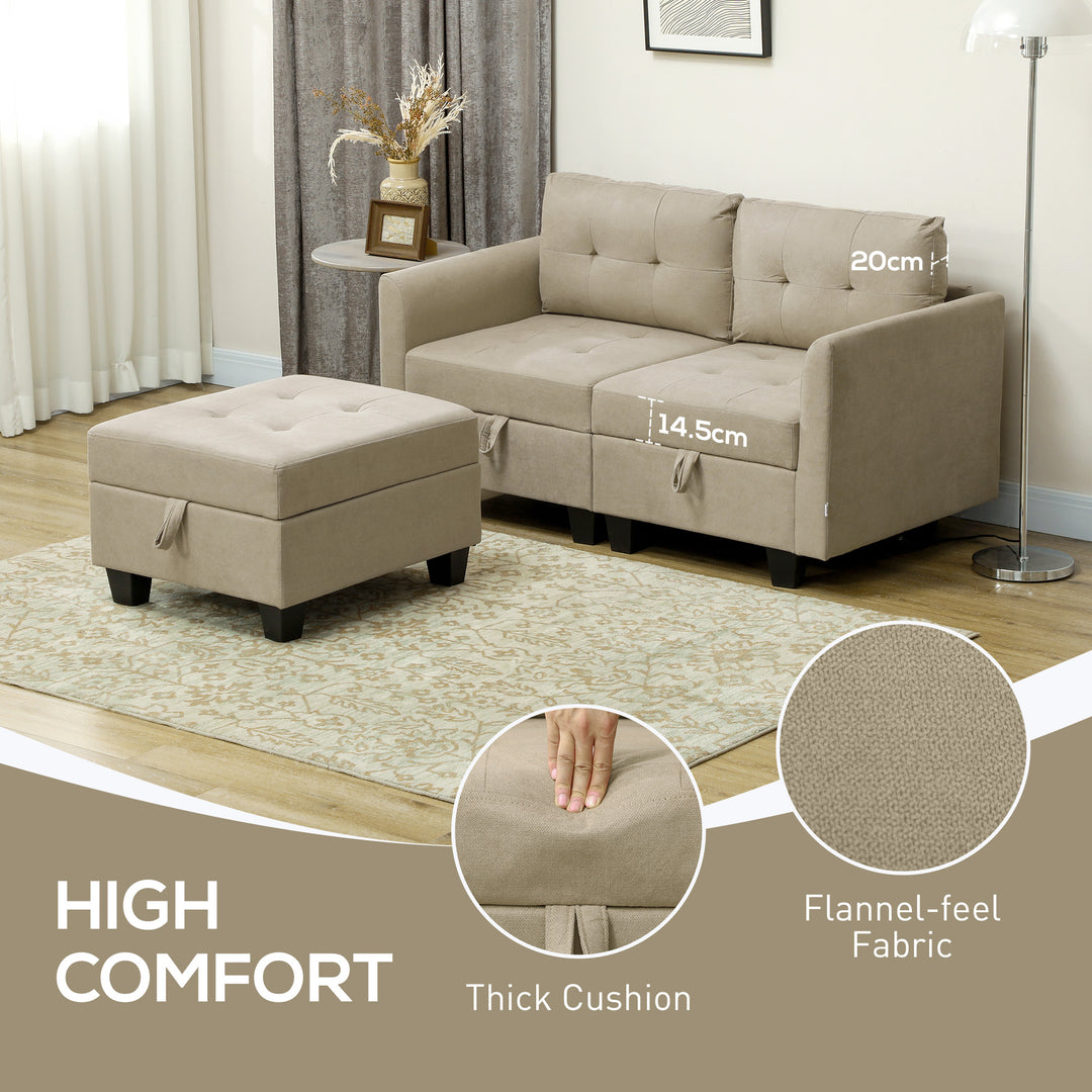 Light Brown L Shape Modular Storage Sofa