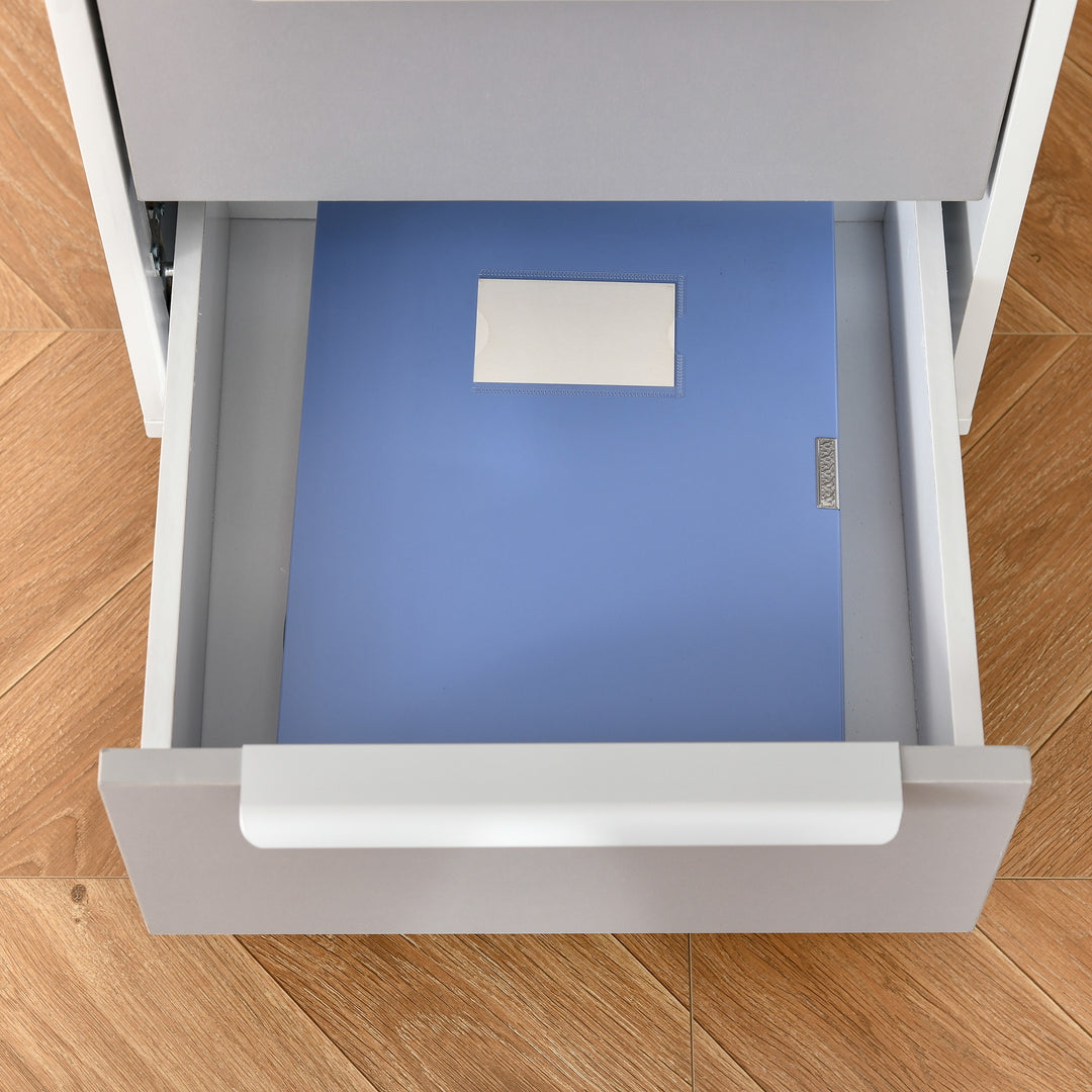 HOMCOM Mobile 3-Drawer Locking File Cabinet