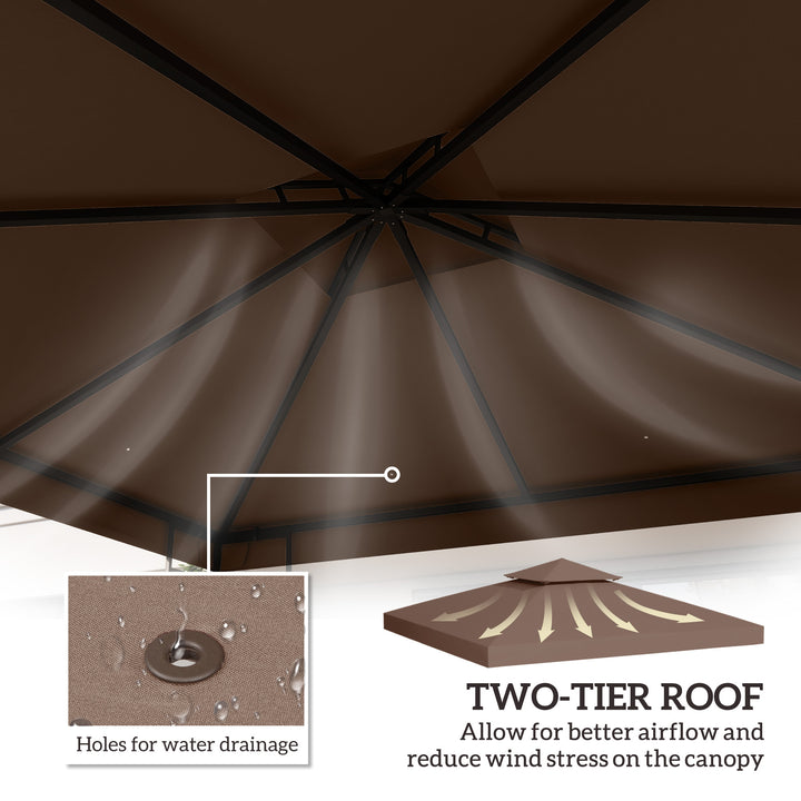 3 x 3(m) Gazebo Replacement Canopies Replacement Cover Spare Part Coffee (TOP ONLY)