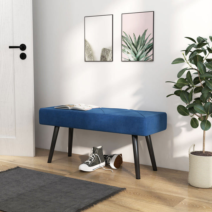 Upholstered Bedroom Bench with X-Shape Steel Legs