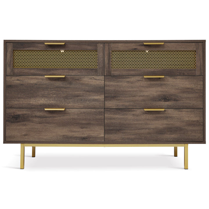 Sideboard Storage Cabinet Dresser with 6 Drawers and Metal Handles