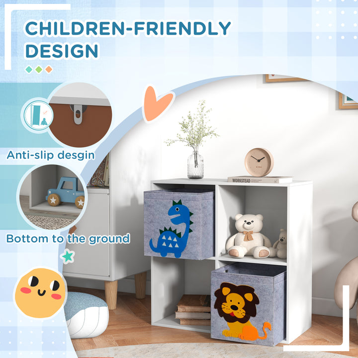 Toy Storage Box for Children with Dual Non-Woven Fabric Bins