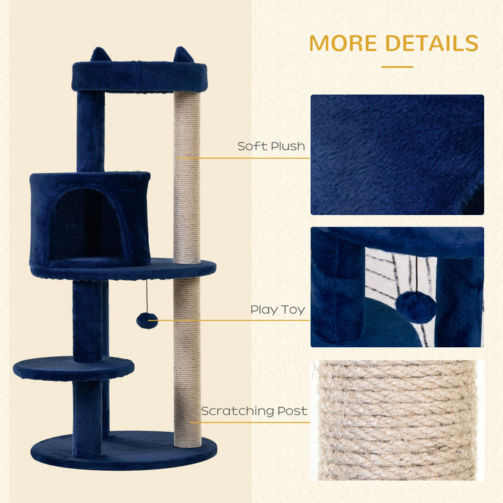 Feline Playground: 3-Tier Sisal Rope Scratching Post with Dangling Toy