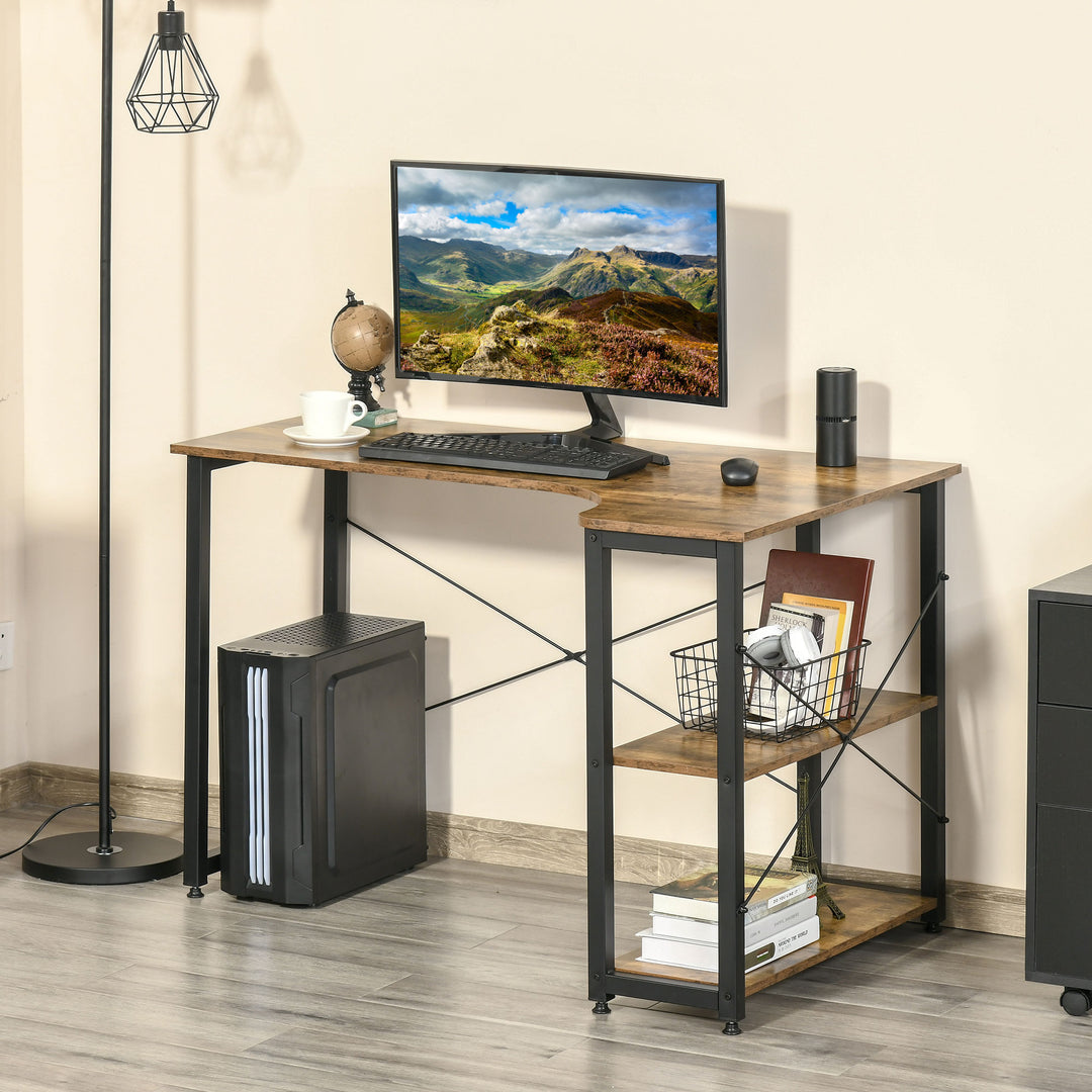 HOMCOM L-Shaped Desk with Shelves