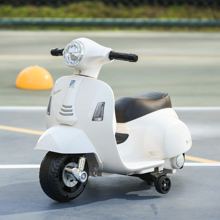 Vespa Licensed Kids Ride On Motorcycle 6V Battery Powered Electric Trike Toys for 18-36 Months with Horn Headlight White