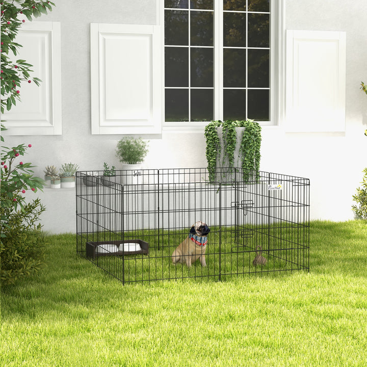 8 Panel Dog Playpen Puppy Pen Rabbits Guinea Metal Crate Pet Cage Run Indoor Outdoor