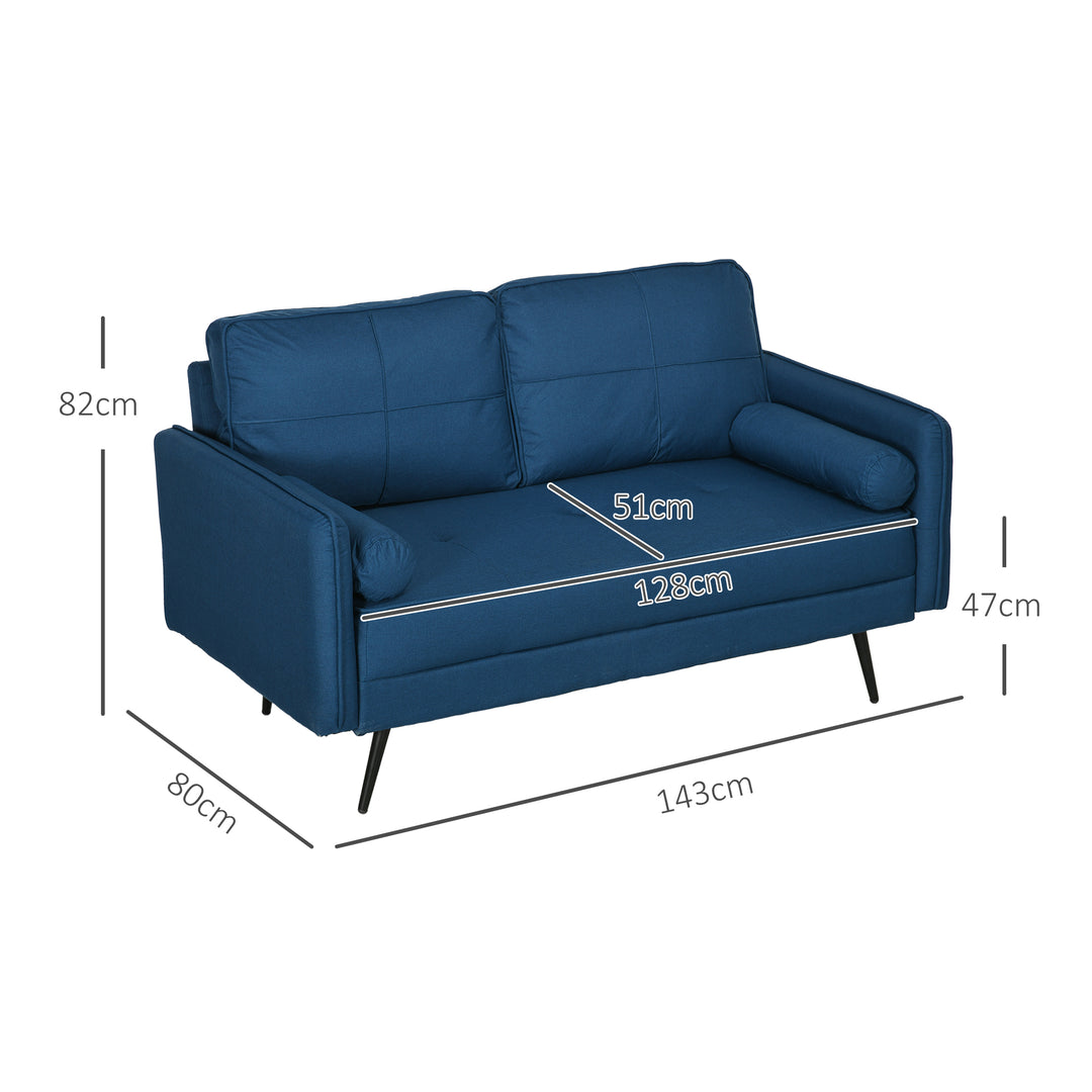 143cm Loveseat Sofa for Bedroom Upholstered 2 Seater Sofa with Back Cushions and Pillows