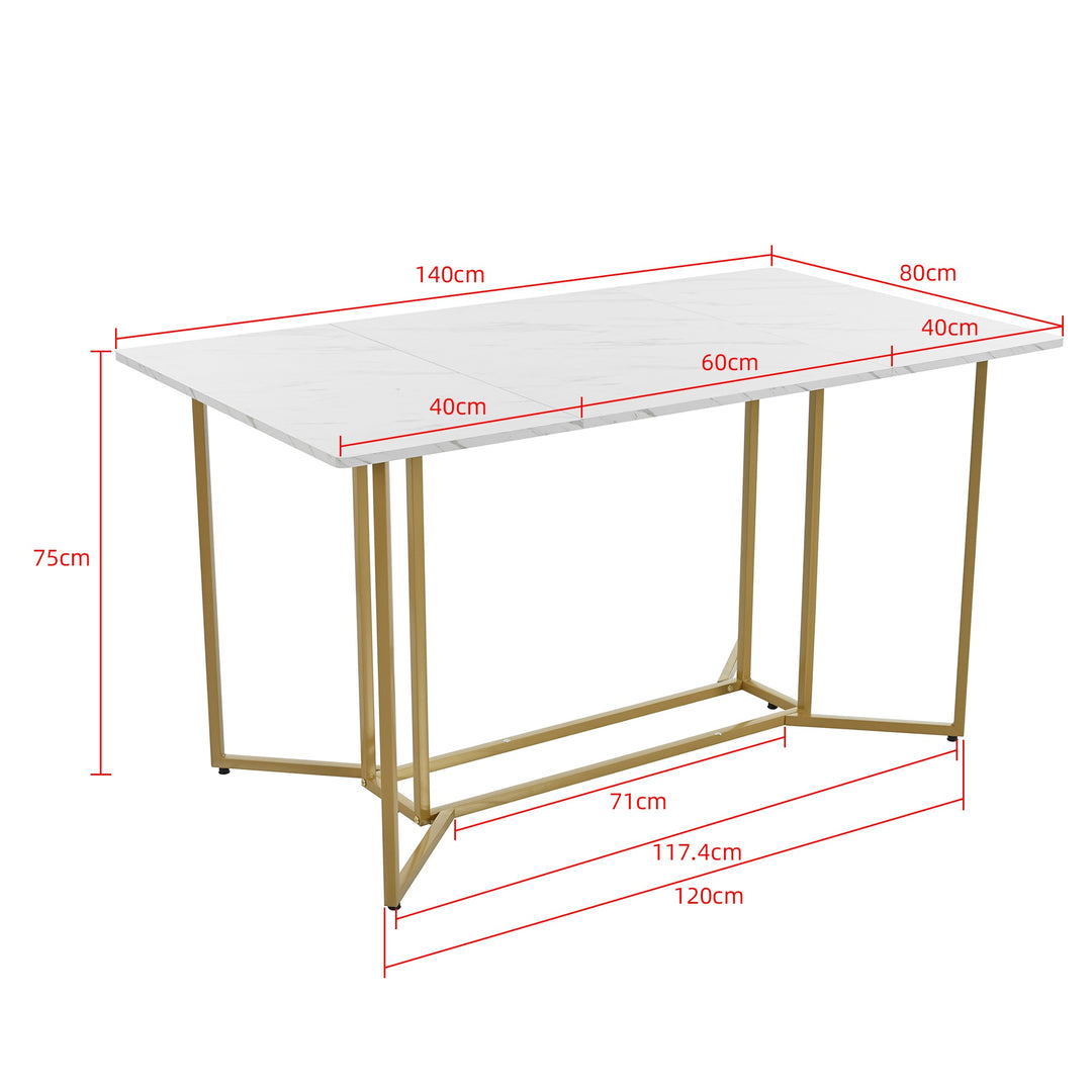 Modern Rectangular Extendable Dining Table with Adjustable Metal Legs