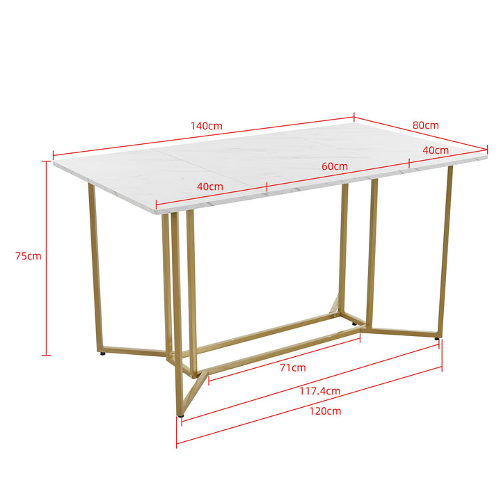 Modern Rectangular Extendable Dining Table with Adjustable Metal Legs